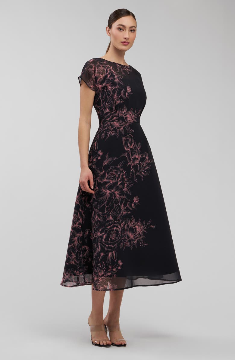 Kay Unger Mariellla Floral Cocktail Dress, Alternate, color, Carbon Multi