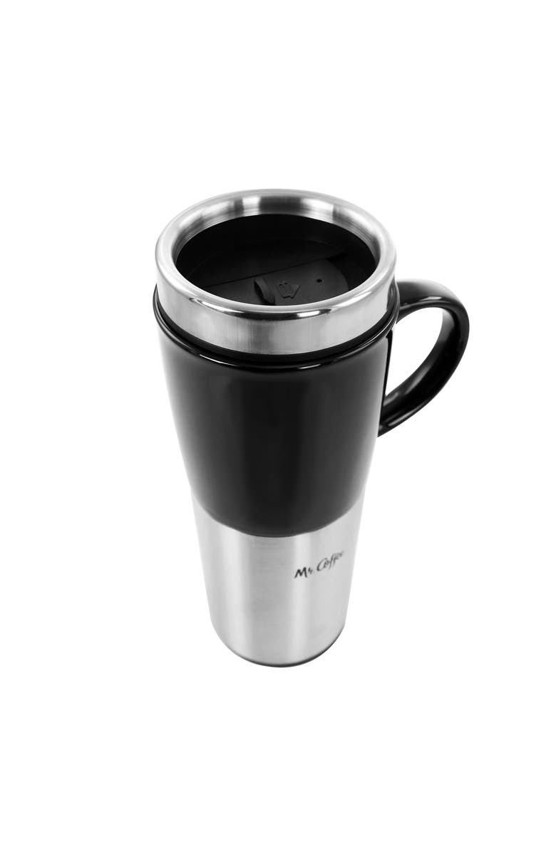 Mr. Coffee 16oz Stainless Steel and Stoneware Travel Mug, Alternate, color, Black