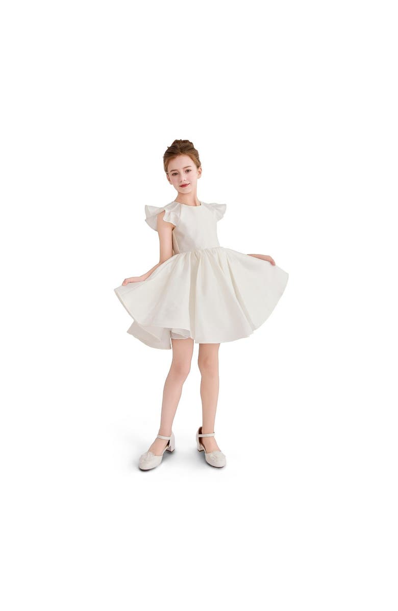 Tulleen Ruffle Sleeve Flare Dress, Alternate, color, White