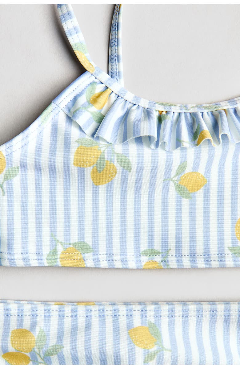H&M Bikini And Swim Top Set, Alternate, color, Light Blue/Lemons