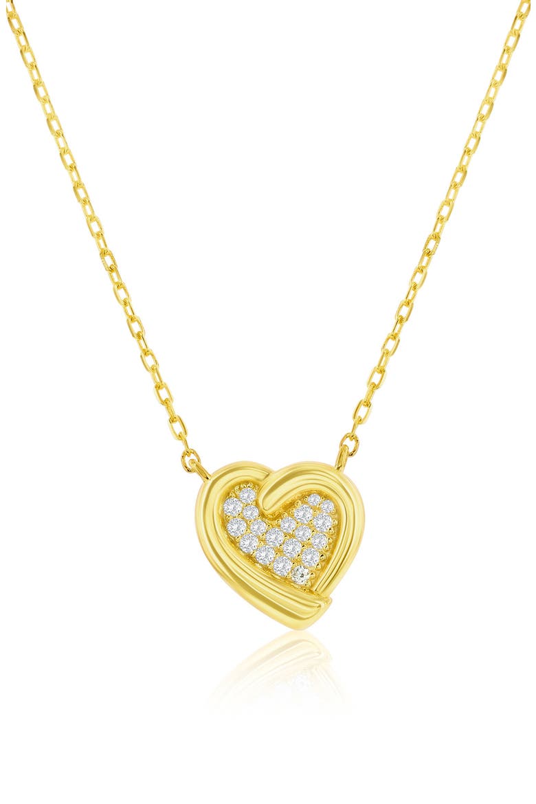Cubic Zirconia Heart Pendant Necklace, Main, color, GOLD