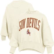 PRESSBOX Women's Pressbox Natural Arizona State Sun Devils Oversized Waist-Length Crewneck Sweatshirt
