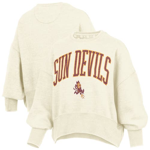 Pressbox Natural Arizona State Sun Devils Oversized Waist-length Crewneck Sweatshirt In Brown