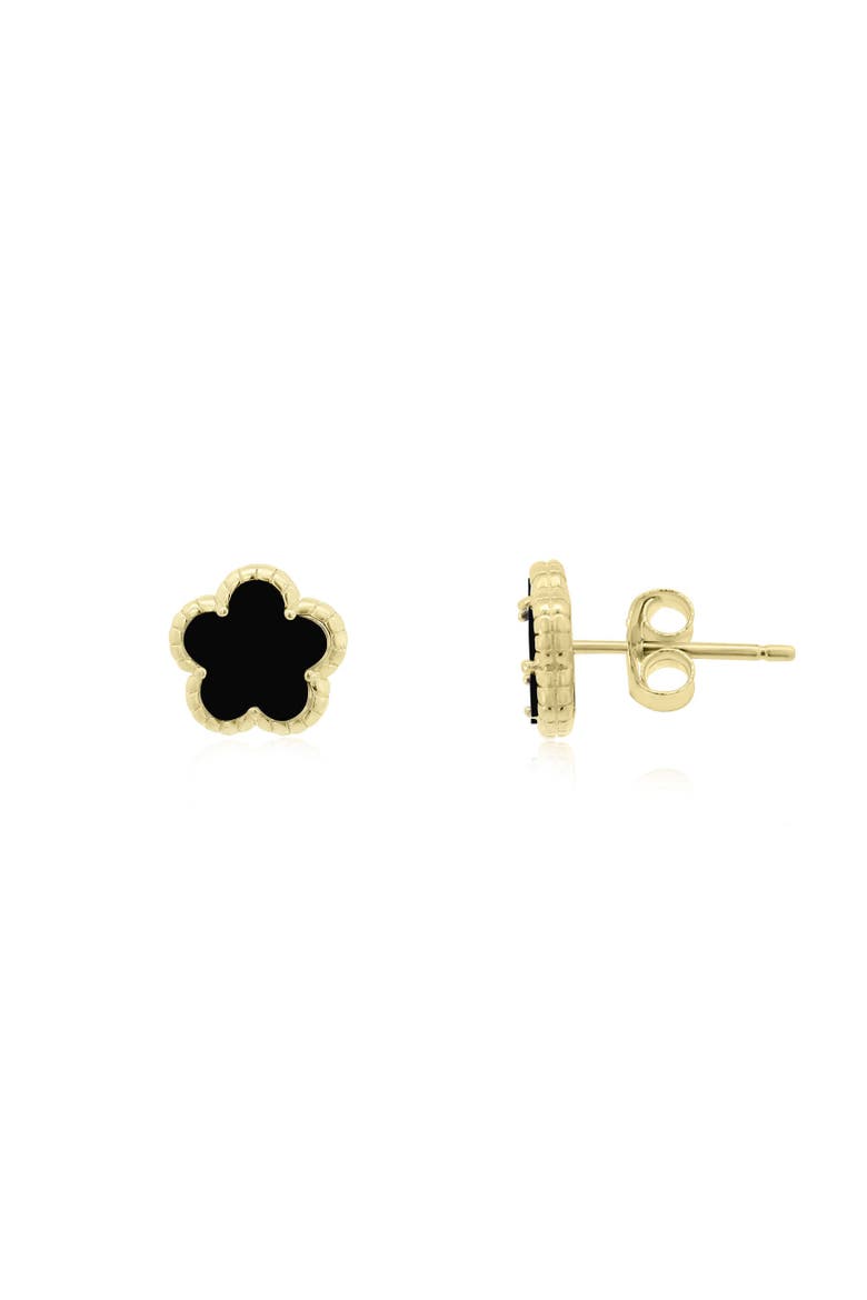Onyx Spring Flower Stud Earrings, Main, color, Onyx
