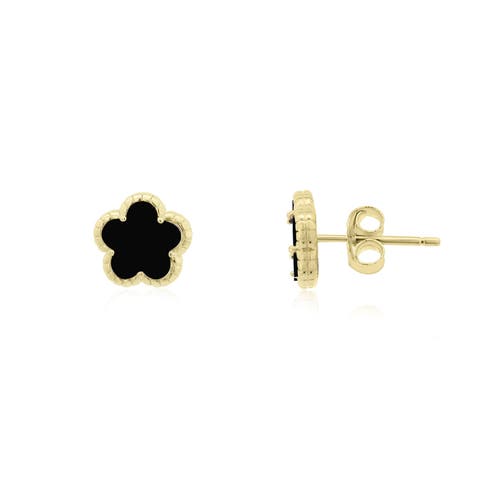 Onyx Spring Flower Stud Earrings