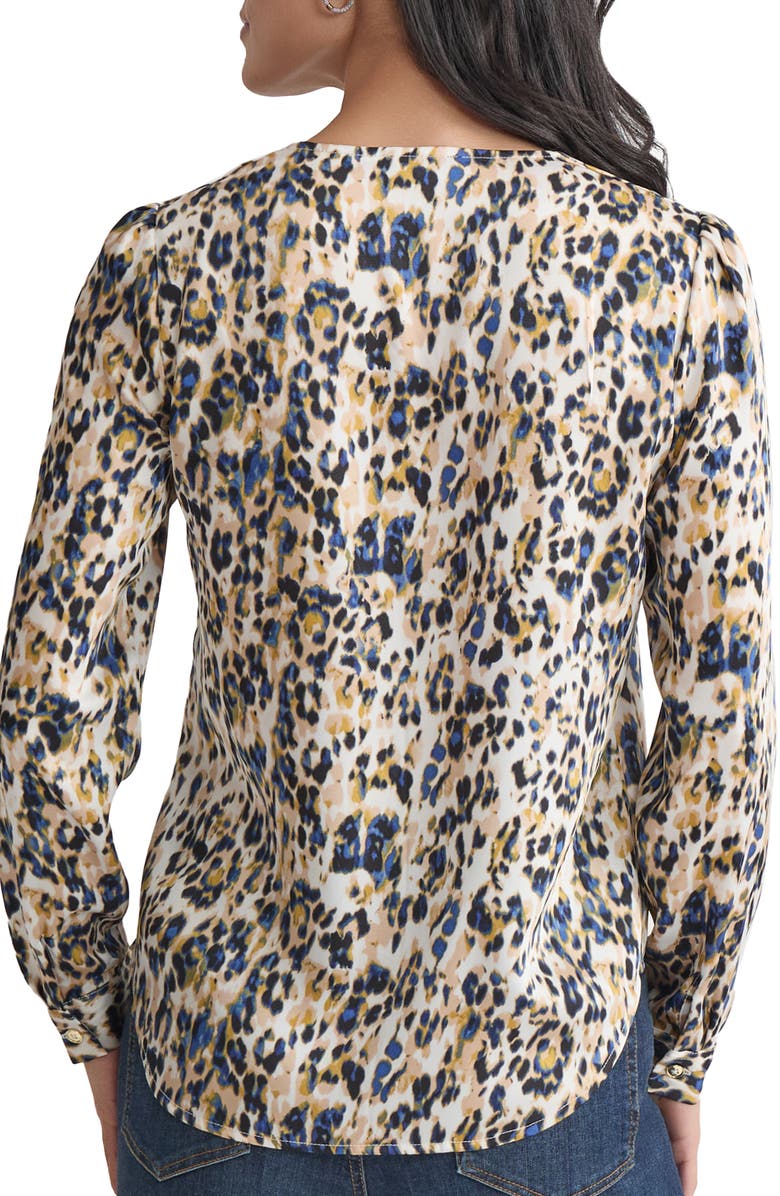 Jones New York Abstract Print Long Sleeve Top, Alternate, color, Jones White Multi