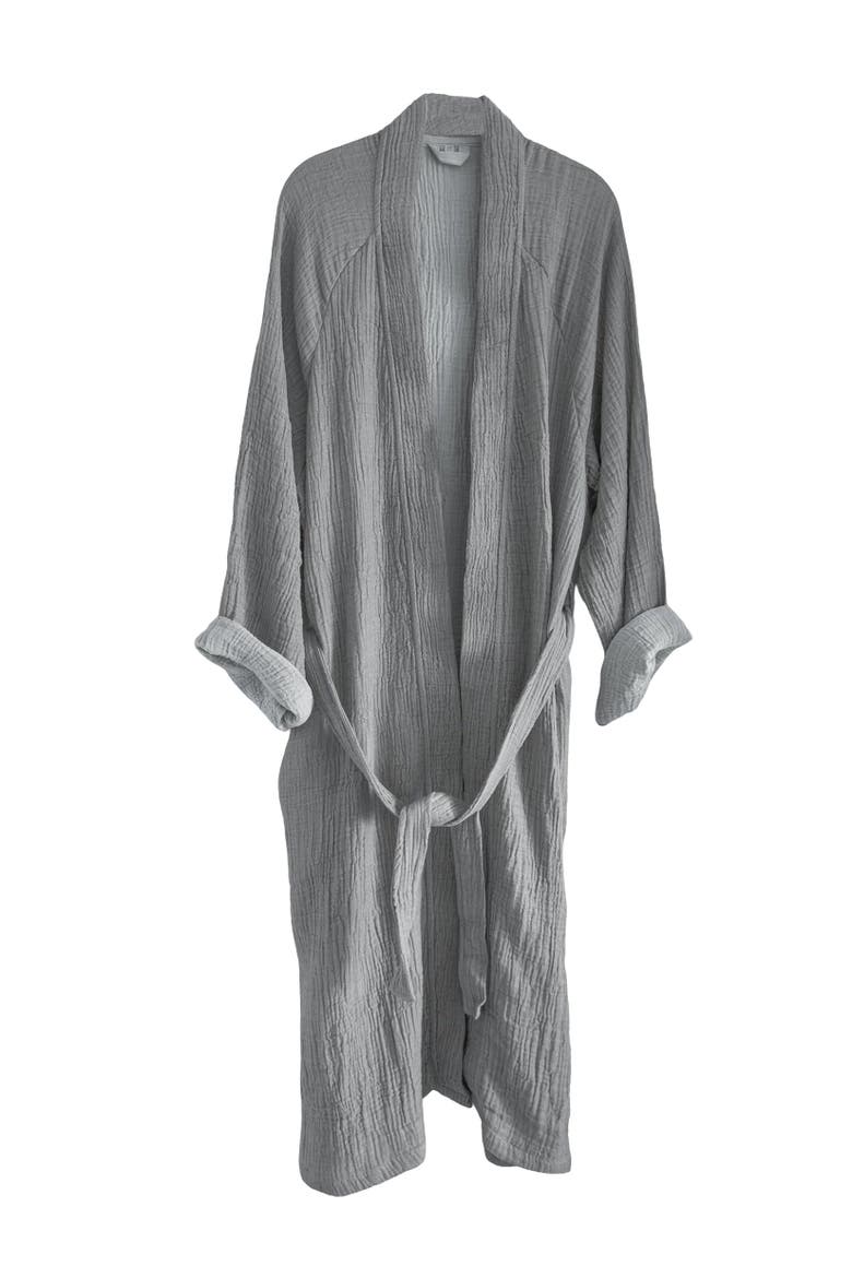 Crinkled Cotton Cuddle Robe, Main, color, Charcoal Grey