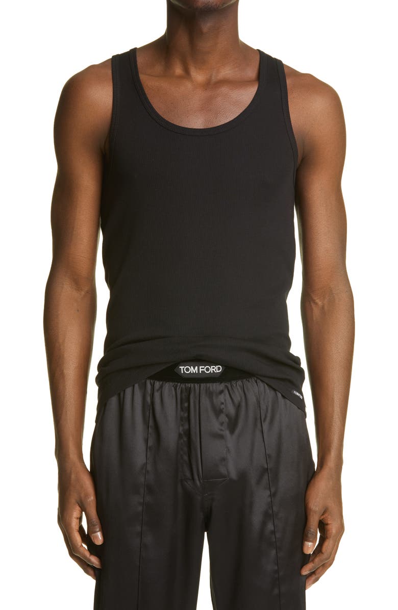 TOM FORD Ribbed Muscle Tank, Main, color, Black