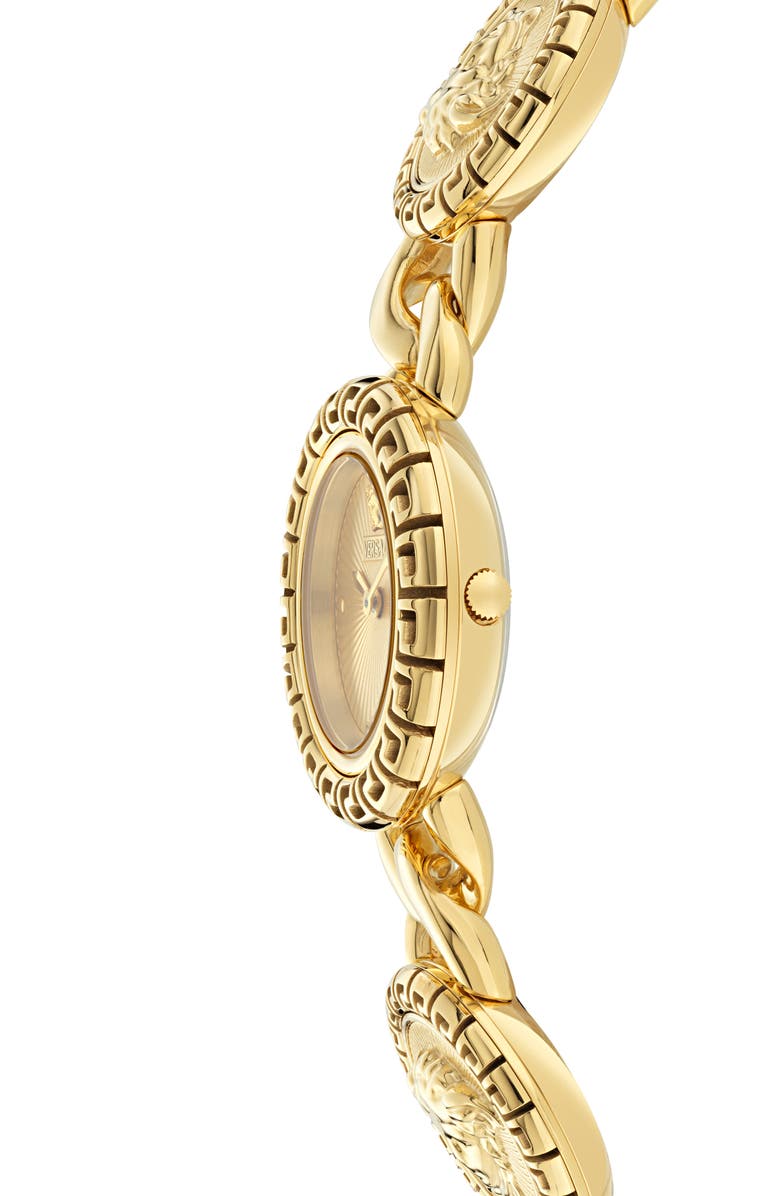 Versace La Greca Bracelet Watch, 28mm, Alternate, color, Ip Yellow Gold
