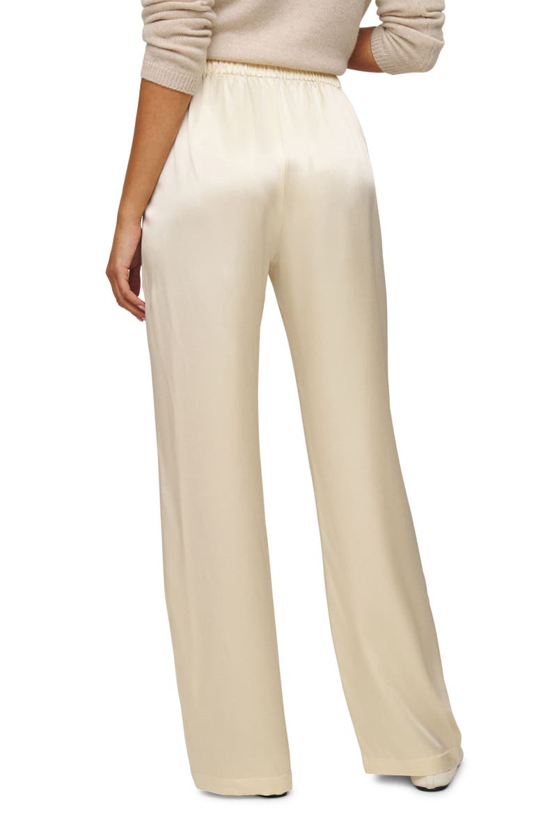 Reformation Olina Silk Drawstring Pants, Alternate, color, Sugar