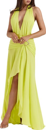 Olessia Plunge Halter Maxi Dress