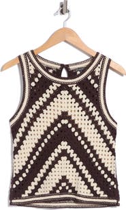 Adrianna Papell Chevron Crochet Sweater