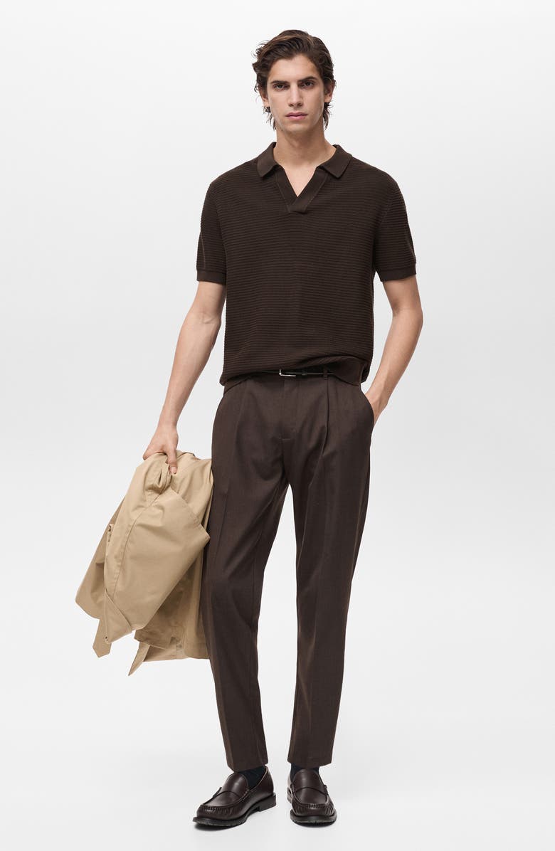 MANGO Structured Stripe Cotton Knit Polo, Alternate, color, 