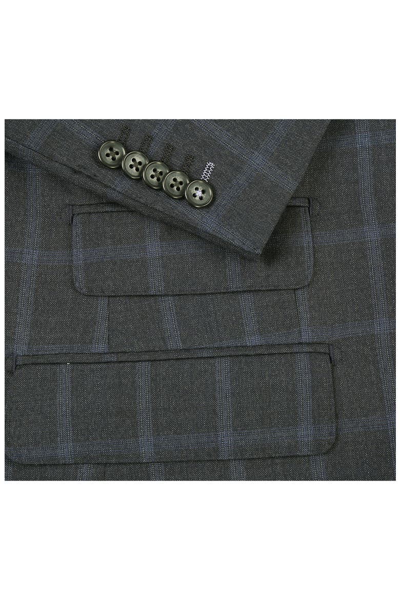 Plaid Trim Fit Wool Blend Two-Piece Suit, Alternate, color, GRAY