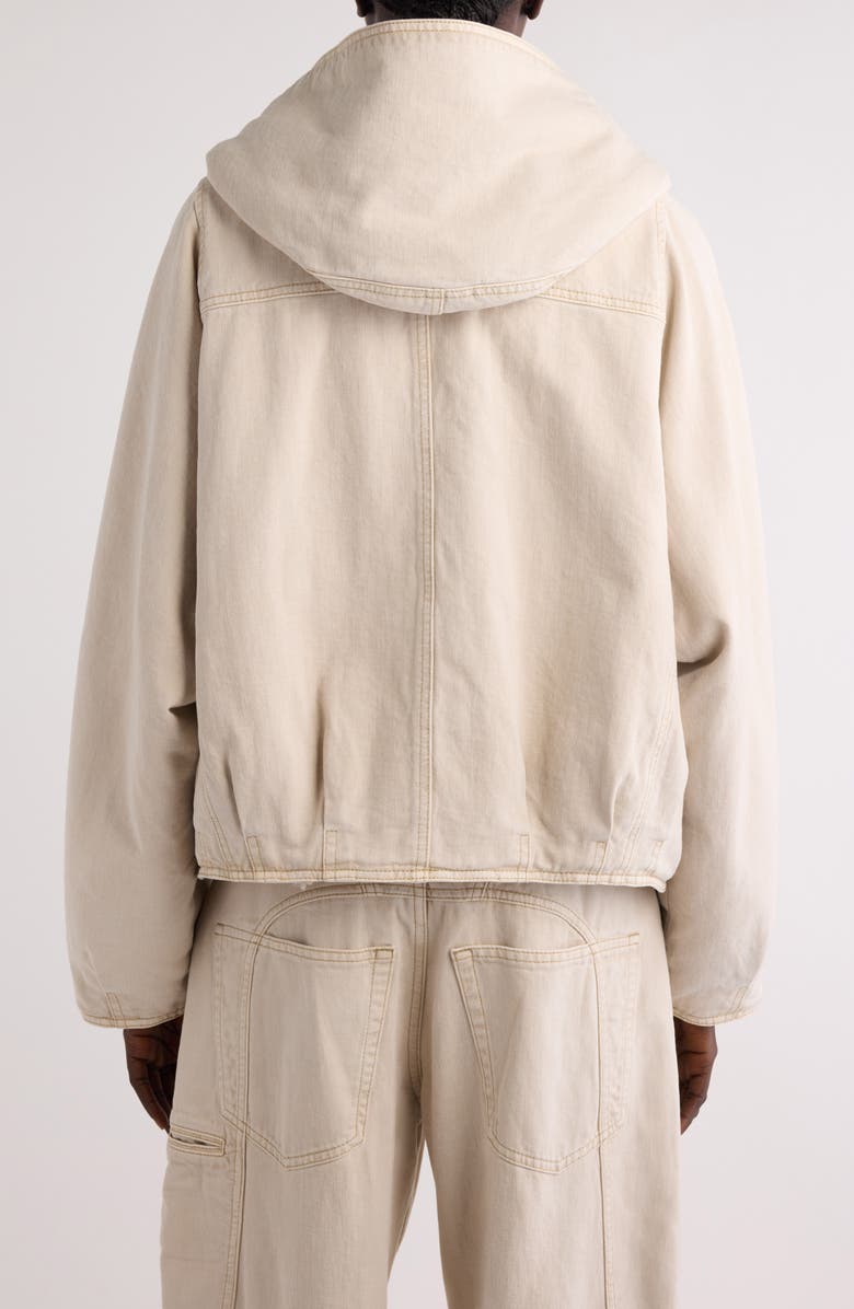 Isabel Marant Biane Faux Shearling Lined Denim Hooded Jacket, Alternate, color,