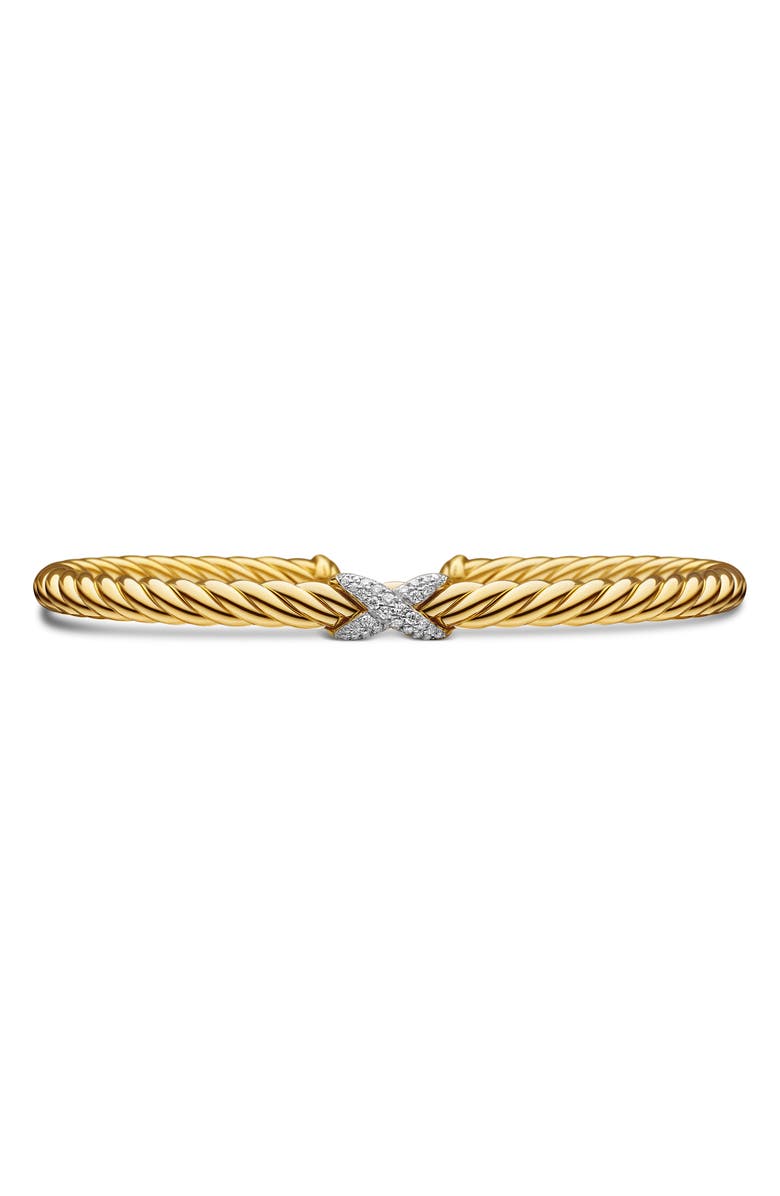 David Yurman X Cablespira<sup>®</sup> Station Bracelet in 18K Yellow Gold with Pavé Diamonds, 4mm, Main, color, Diamond