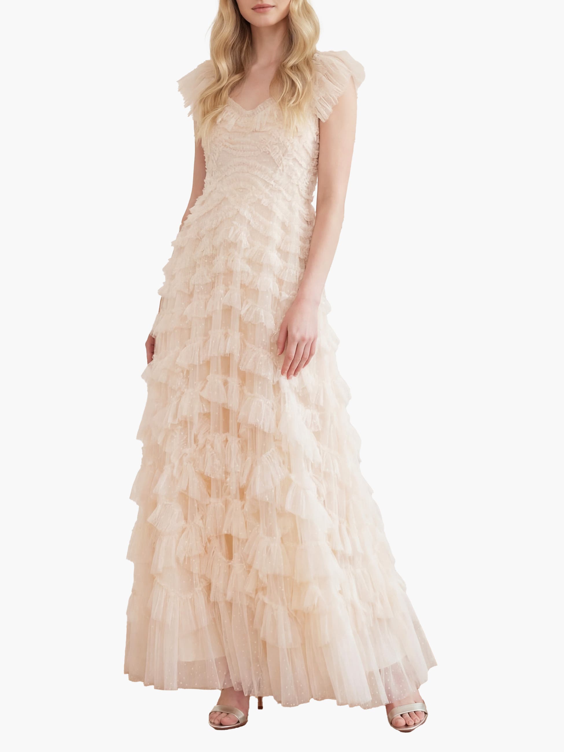 lola backless ballerina dress Needle & Thread Backless Lola Ballerina Midi Dress in White