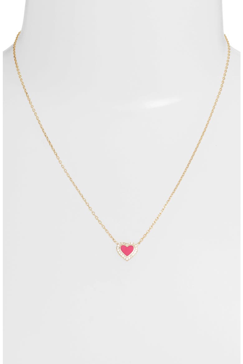 Everyday Pavé & Enamel Heart Pendant Necklace, Alternate, color, GOLD/ PINK