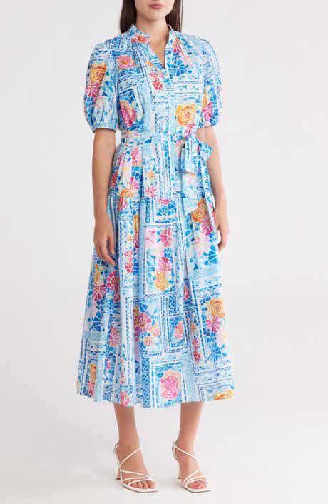 Donna Ricco Floral Puff Sleeve Tiered Maxi Dress