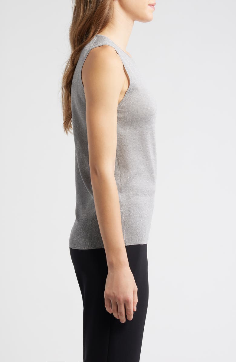 Anne Klein Metallic Sweater Tank, Alternate, color, Silver Grey Heather
