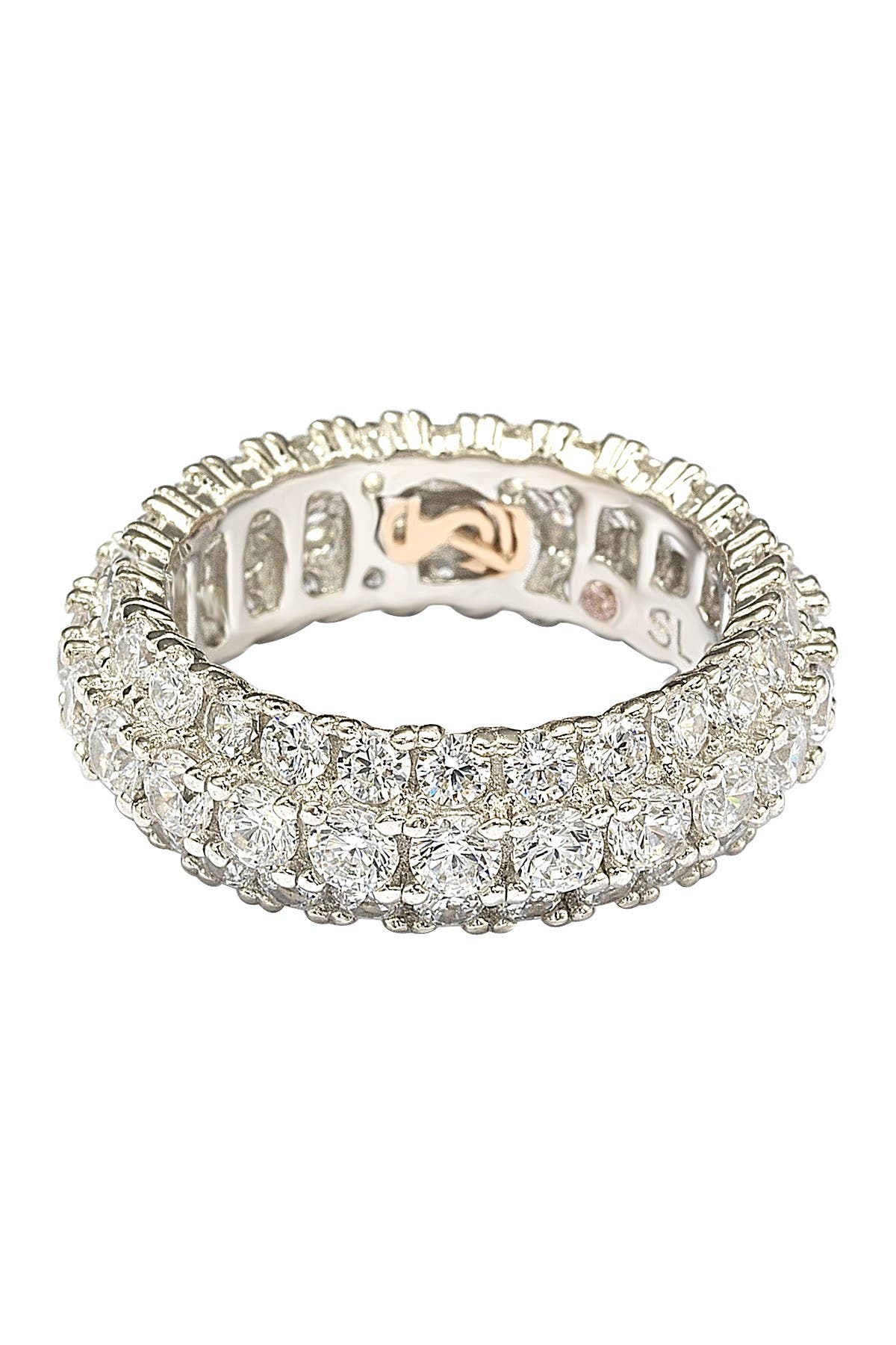 SUZY LEVIAN Sterling Silver White CZ 3 Row Eternity Band