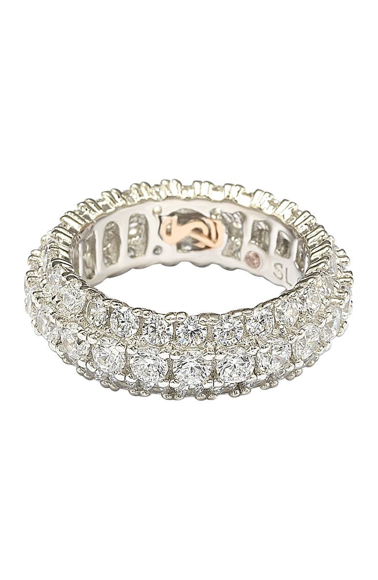 SUZY LEVIAN Sterling Silver White CZ 3 Row Eternity Band, Main, color, White