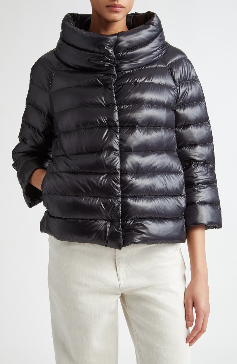 Herno Sofia Iconic Down Crop Puffer Jacket, Main, color, Black