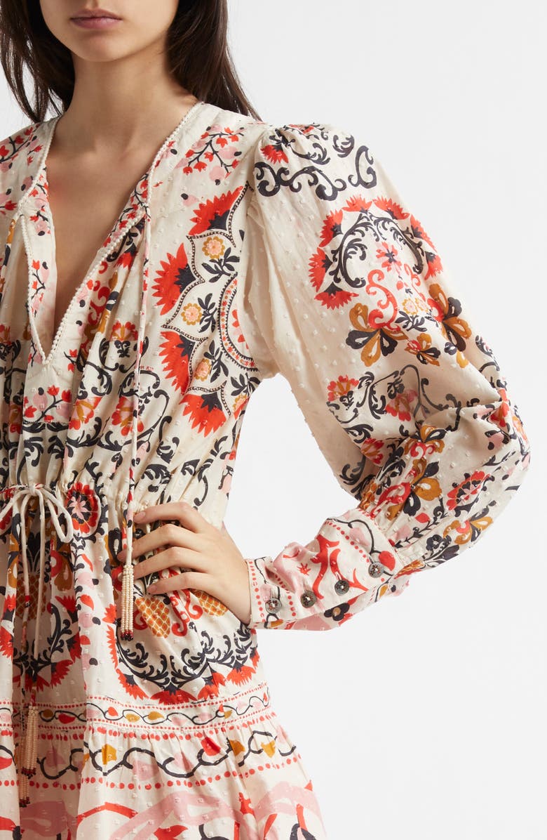 FARM Rio Embroidered Detail Mixed Print Long Sleeve Cotton Dres, Alternate, color, 