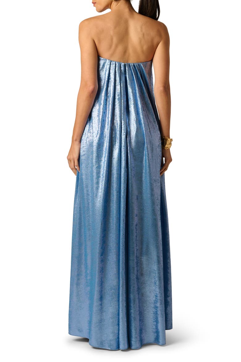 Foil Chiffon Strapless Gown, Alternate, color, AZURE BLUE
