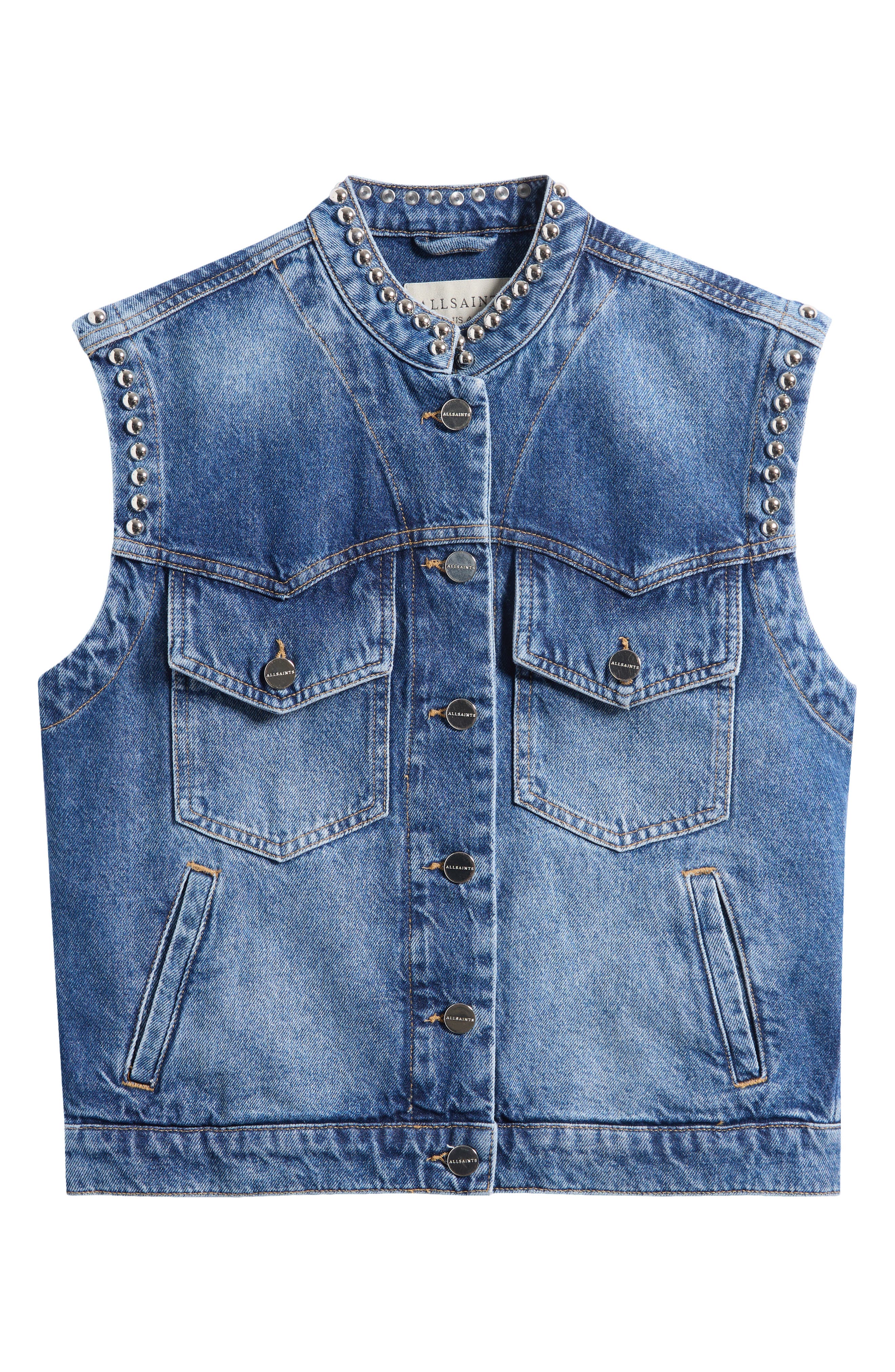 Mav Studded Denim Vest (Women) | Nordstrom