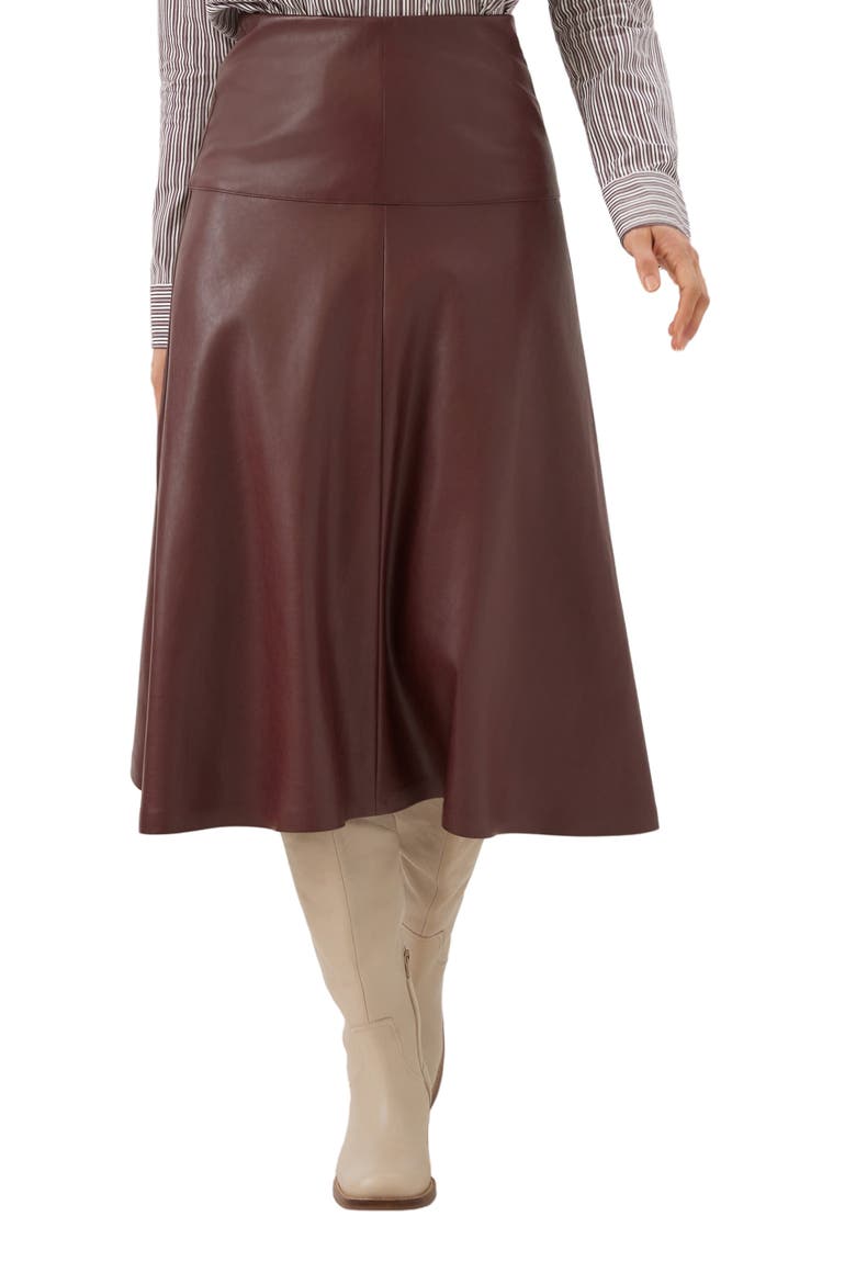 Faux Leather Midi Skirt, Main, color, WINE