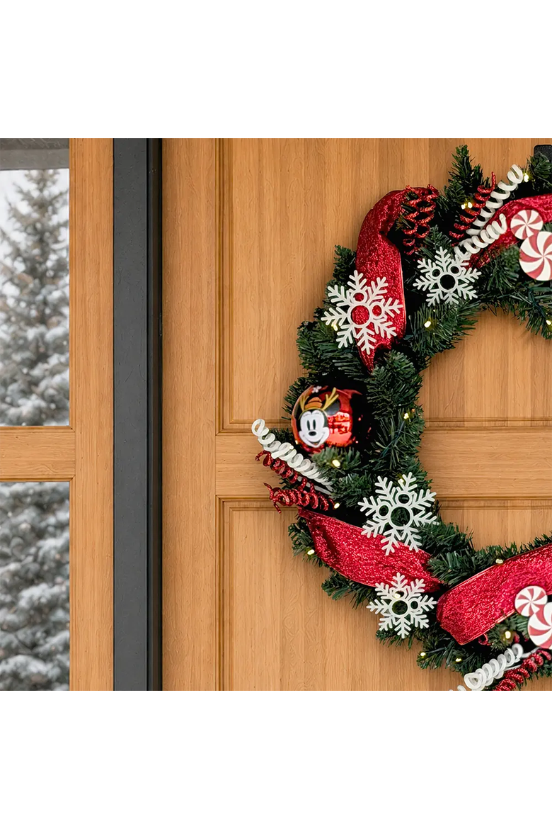 Disney® Mickey and Minnie 26-Inch Pre-Lit Christmas Wreath, Alternate, color, Green, Red