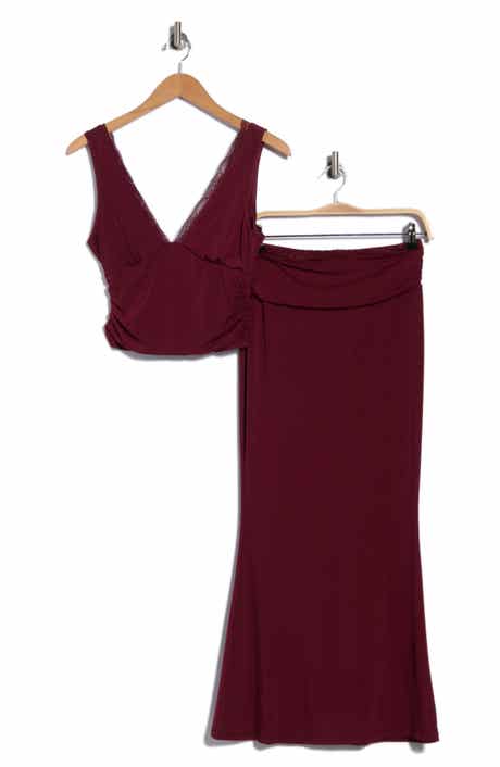 2-Piece Lace Trim Top and Maxi Skirt Set