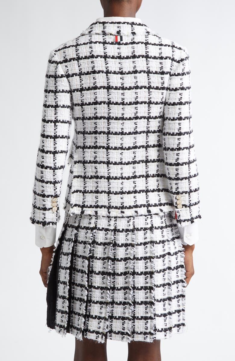 Thom Browne Windowpane Check Tweed Blazer, Alternate, color, White