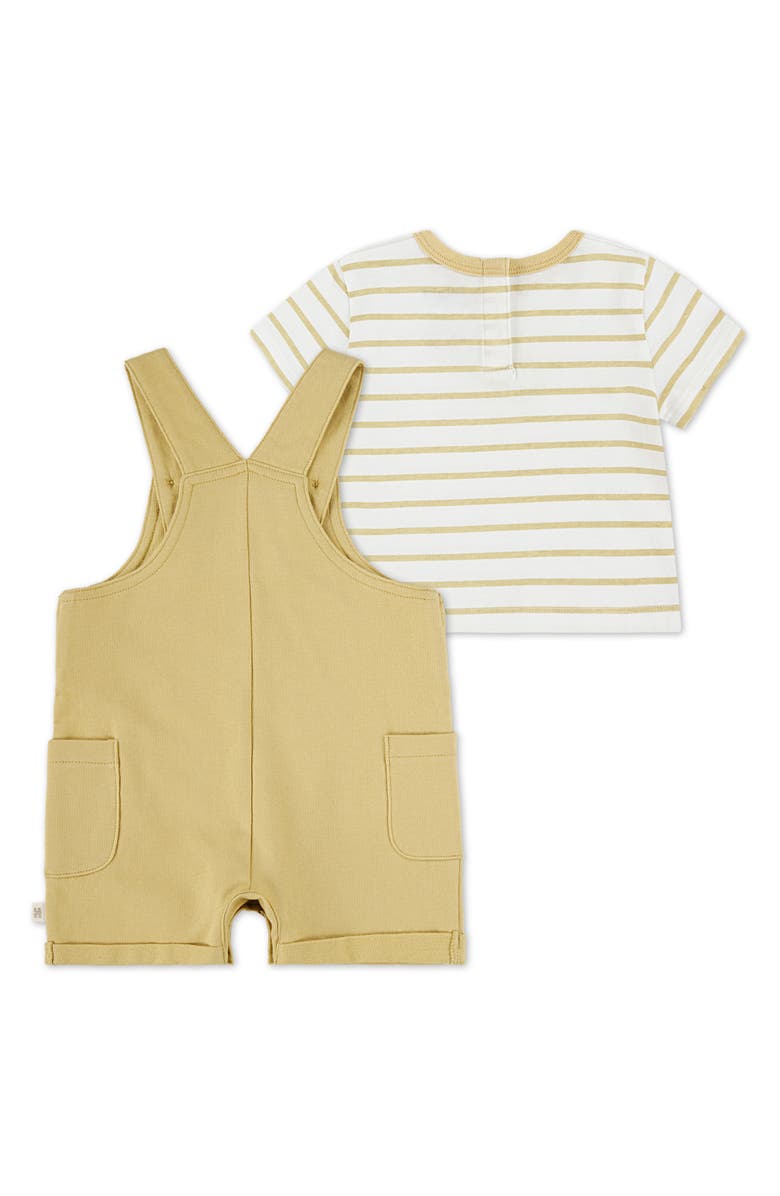 Huggies Print Organic Cotton T-Shirt & Overalls Set, Alternate, color, Huggies New Wheat