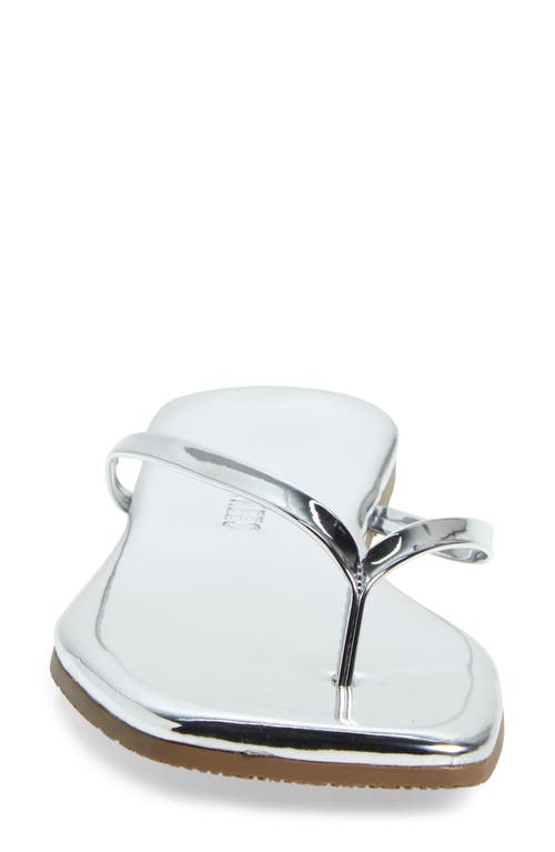 Shop Tkees Lily Mirror Square Toe Flip Flop In Chrome
