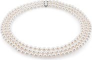 The Pearl Source Triple Strand Freshwater Pearl Necklace