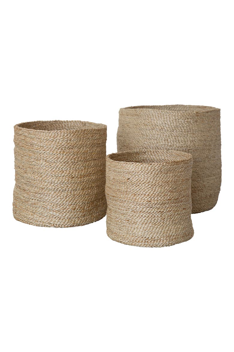 Set of 3 Round Jute Baskets, Main, color, NATURAL