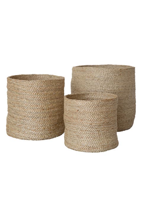 Set of 3 Round Jute Baskets
