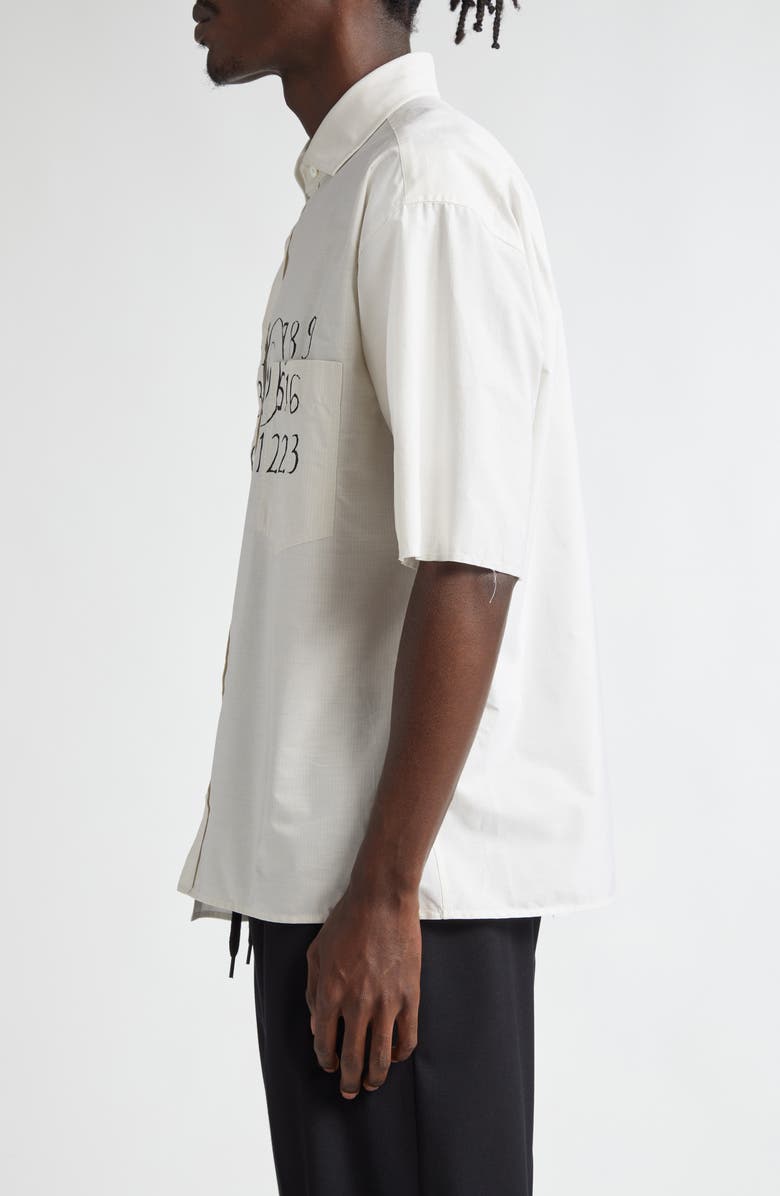 MM6 Maison Margiela Numeric Motif Asymmetric Cotton Poplin Shirt, Alternate, color,