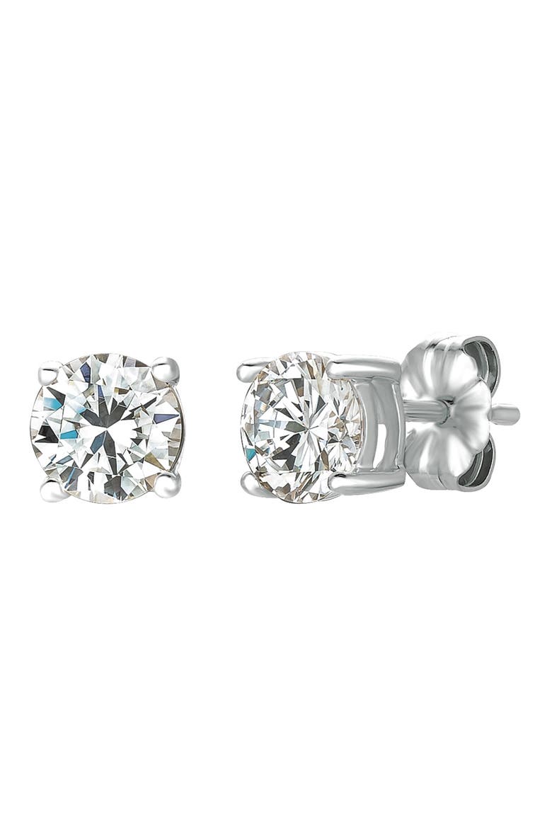 Cubic Zirconia Stud Earrings, Main, color, PLATINUM