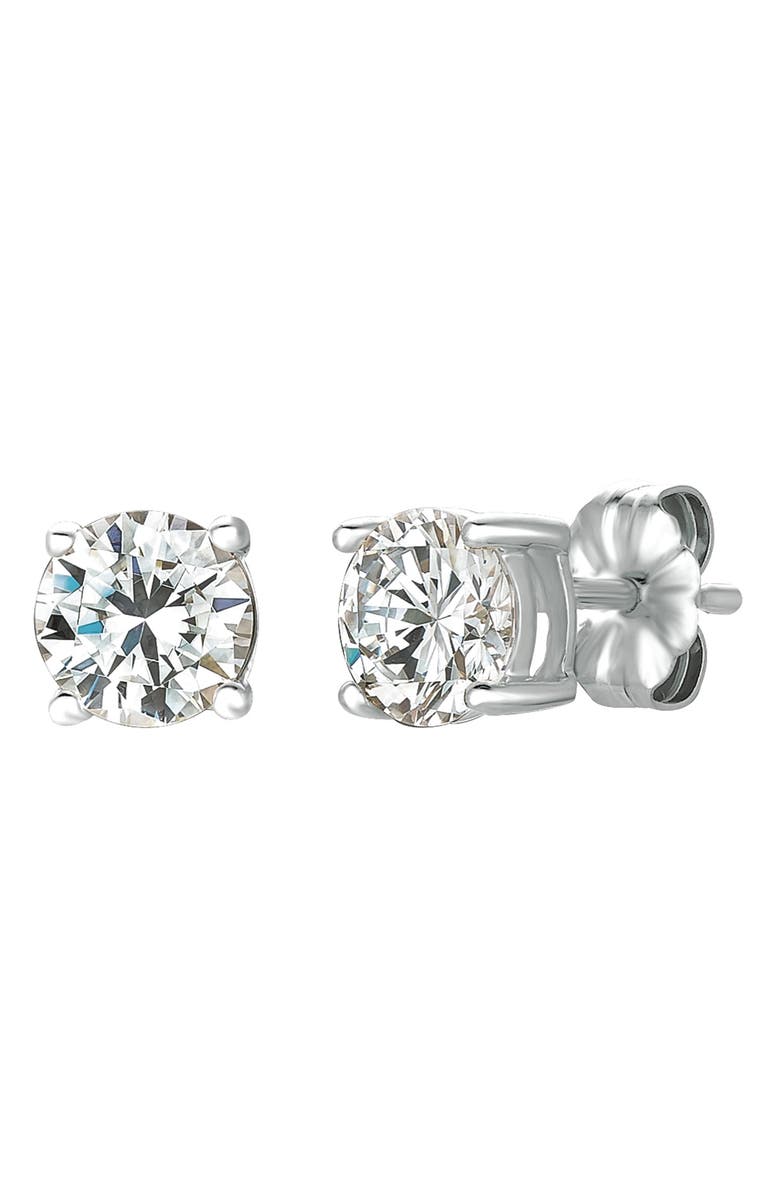 Crislu Cubic Zirconia Stud Earrings, Main, color, Platinum