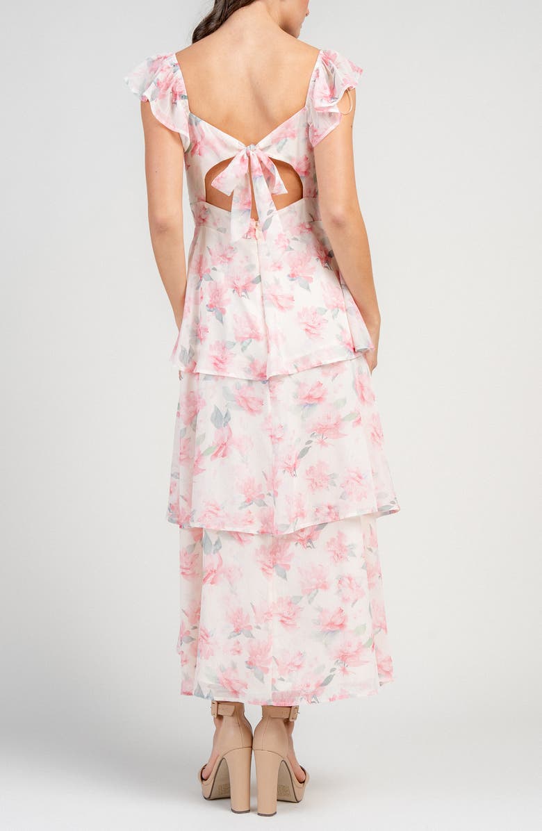 Beivy Floral Tiered Maxi Dress, Alternate, color, Pink Floral
