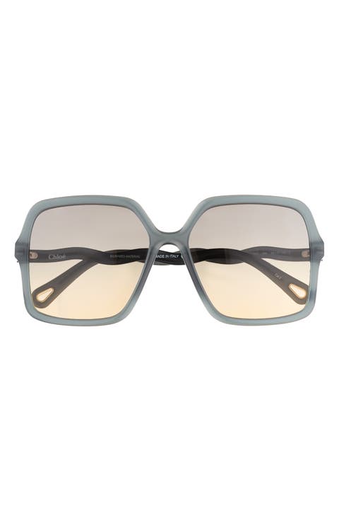 58mm Gradient Rectangular Sunglasses