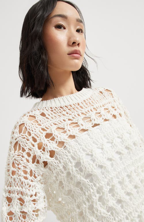 Brunello Cucinelli Jute-cotton Crochet Net Sweater In White