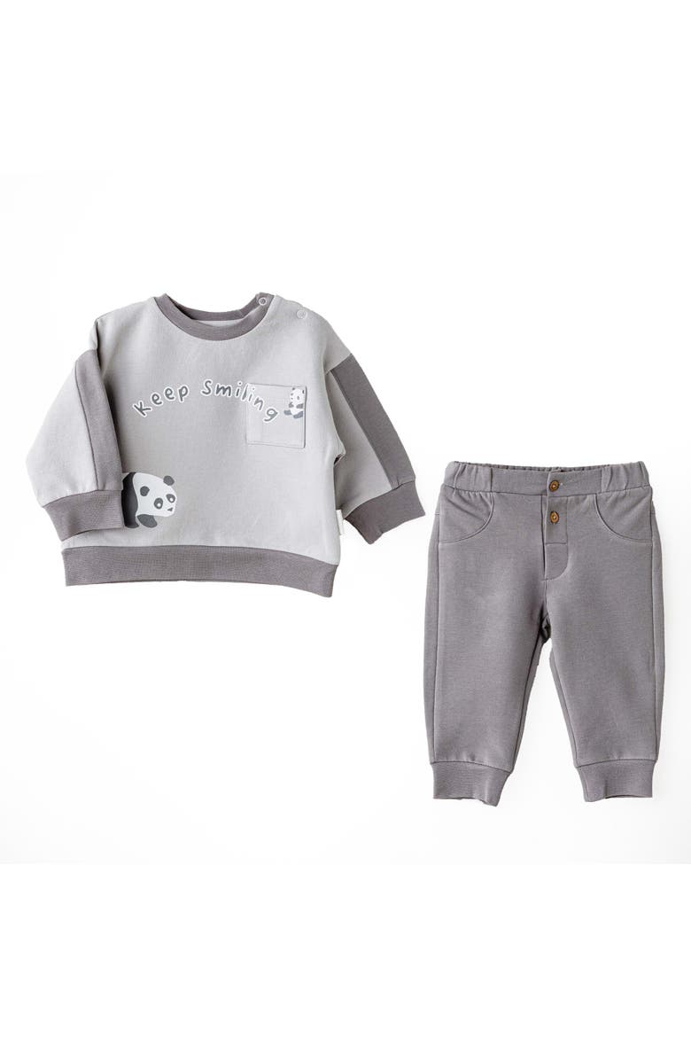 Keep Smiling Panda Set, Main, color, Grey