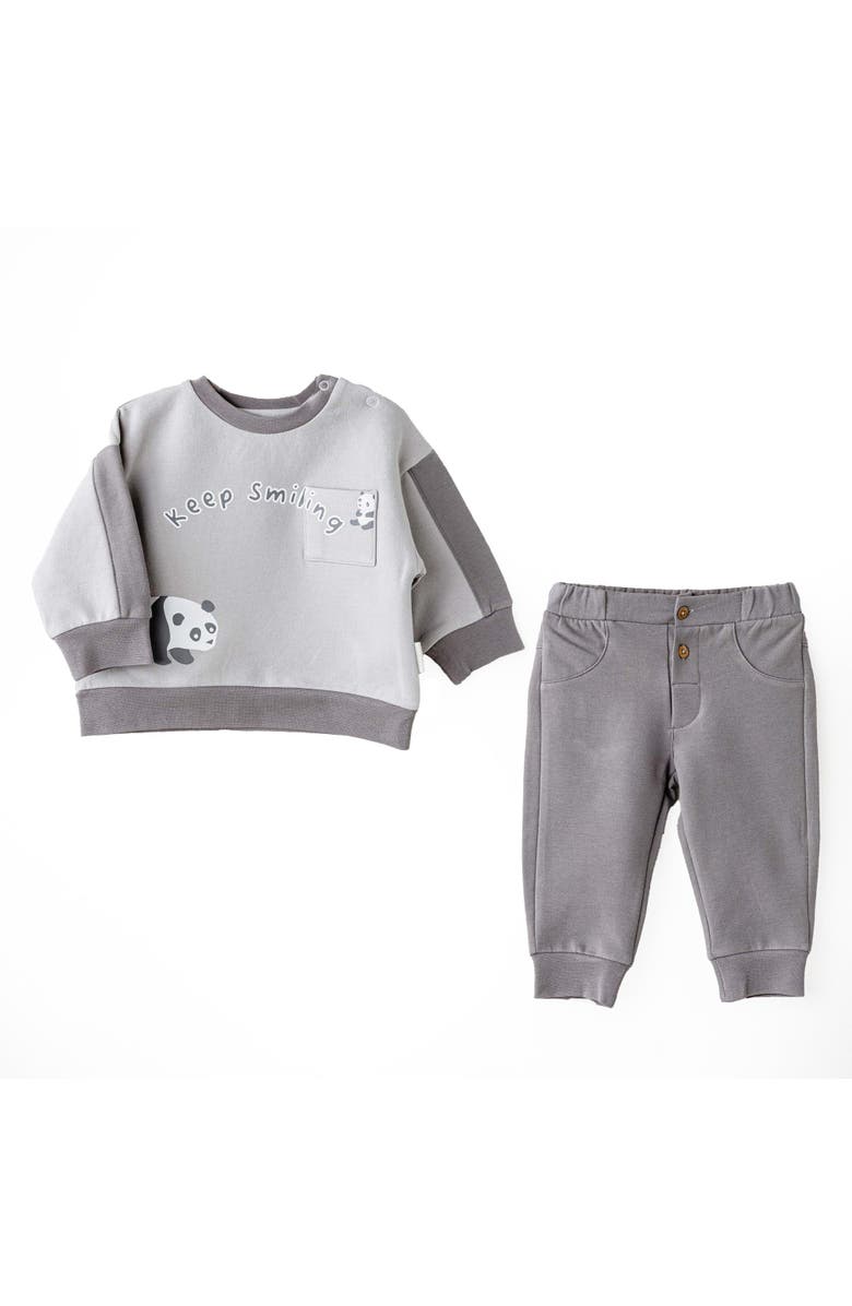 Andy Wawa Keep Smiling Panda Set, Main, color, Grey