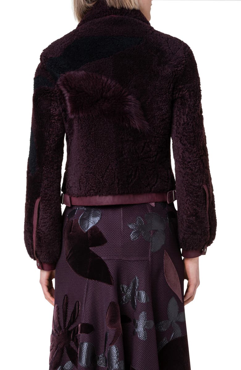 Akris Sady Floral Patchwork Genuine Shearling Jacket, Alternate, color, 