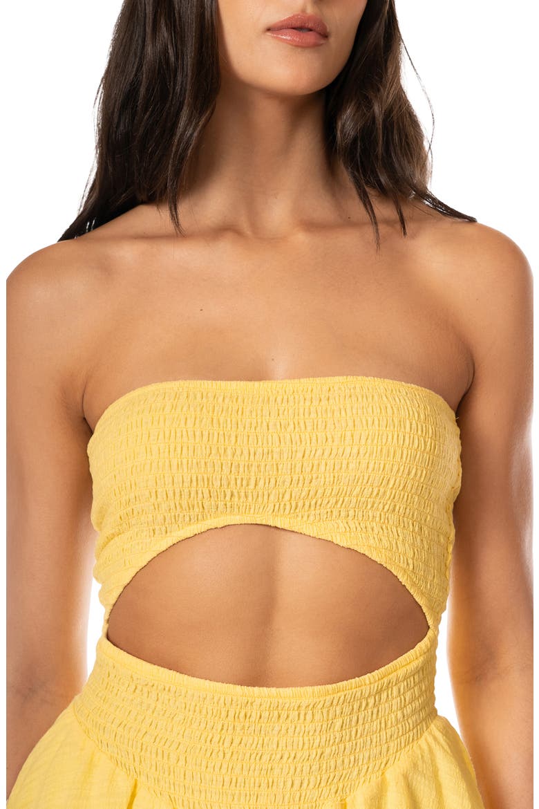 Sunbeam Glow Seraphina Cutout Strapless Cotton Mini Cover-Up Sundress, Alternate, color, LIGHT/ PASTEL YELLOW