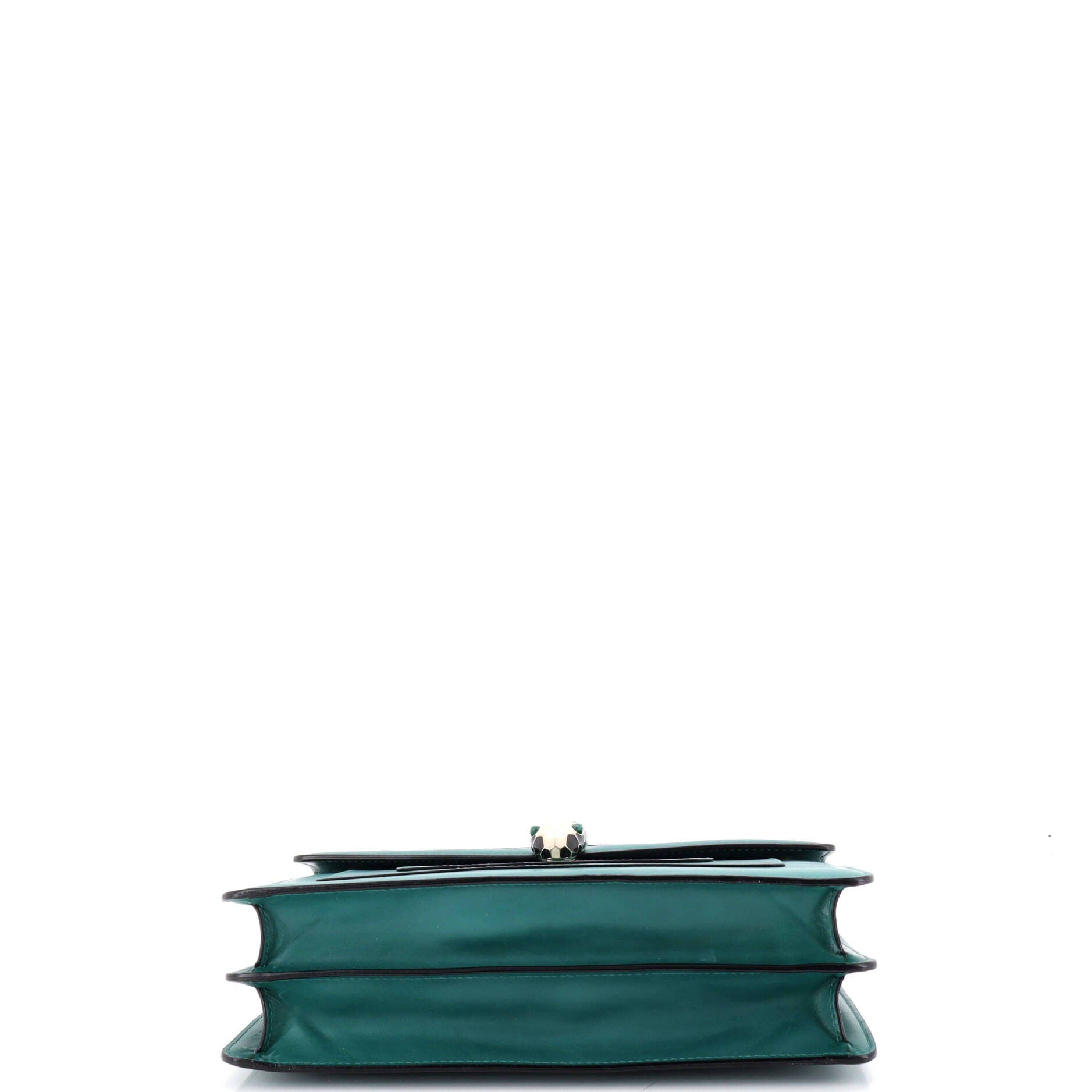 Serpenti Forever Square Shoulder Bag Leather Medium, Alternate, color, Green
